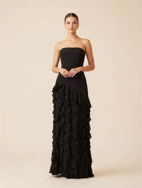 Oh Polly Black Ruffle Dress Size 0 UK 4 Pre-Loved
